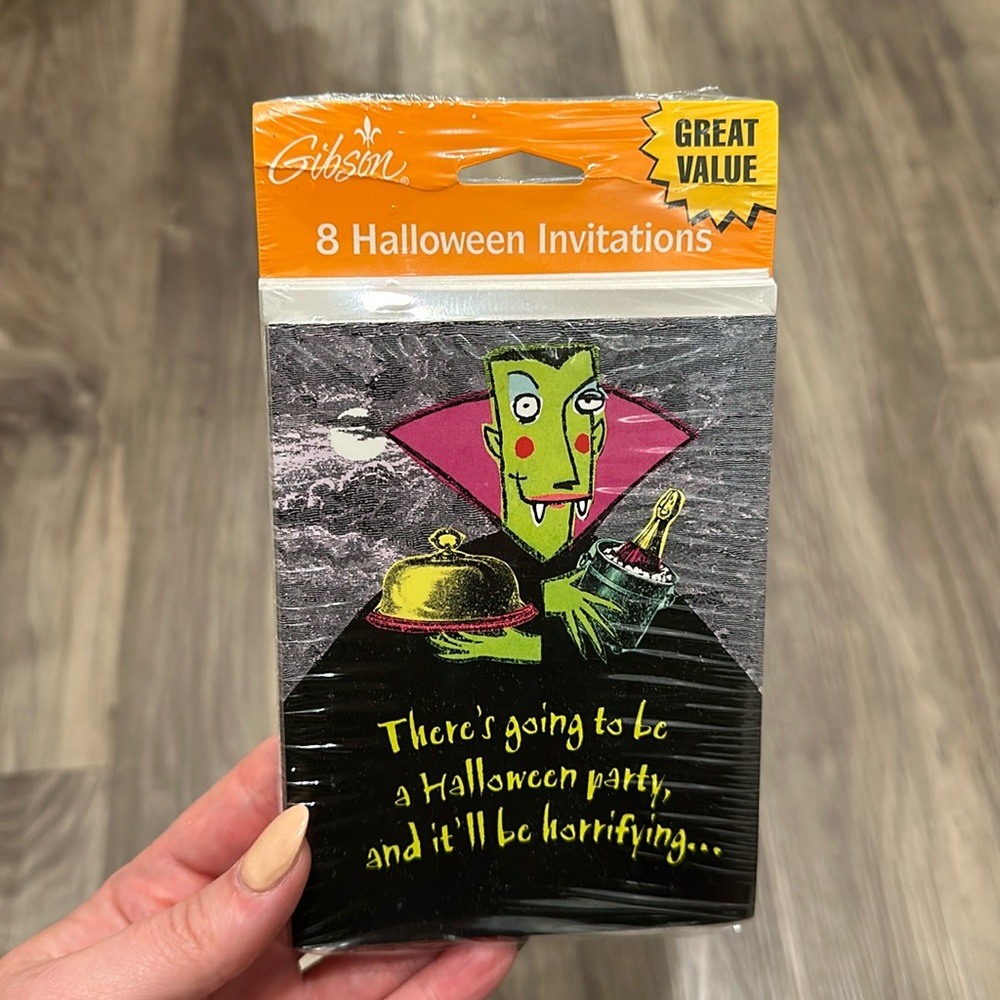 🦇 Vintage 90s Gibson Dracula Halloween Party Invitations Sealed NOS